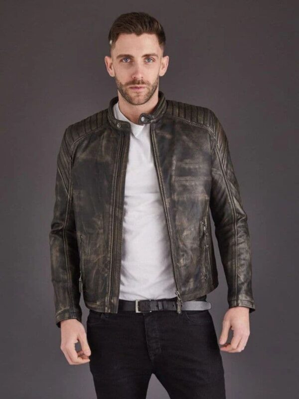 Mens Vintage Style Biker Leather Jacket