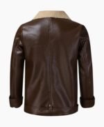 Men’s WJM001 Street Style Brown Shearling Leather Jacket