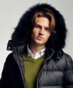 Men's Winter Jacket With Faux Fur Trim Black