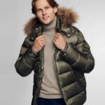 Men's Winter Jacket With Faux Fur Trim Olive
