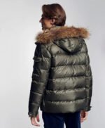 Men's Winter Jacket With Faux Fur Trim Olive
