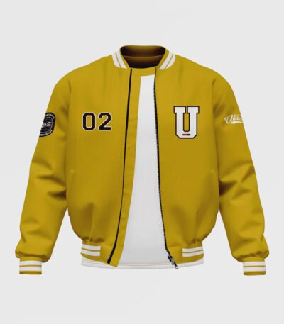 Men's Yellow Satin Bomber Jacket