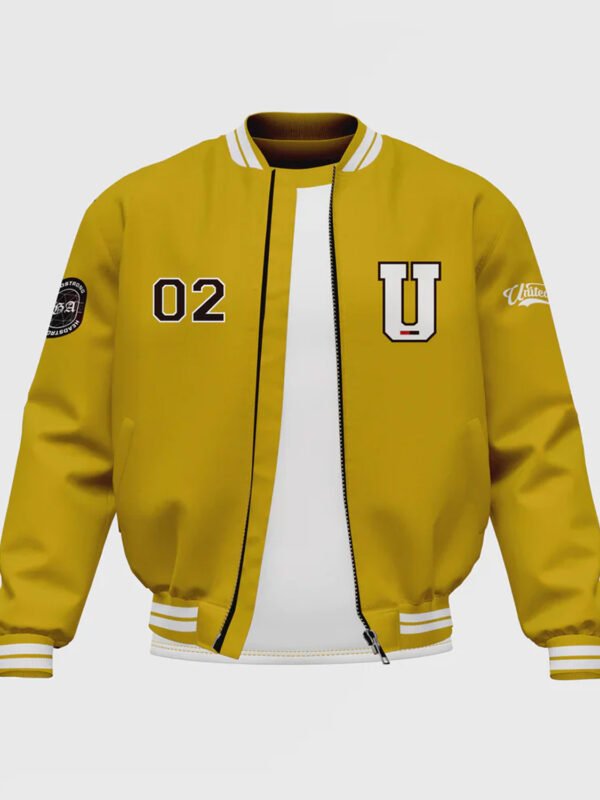 Men's Yellow Satin Bomber Jacket
