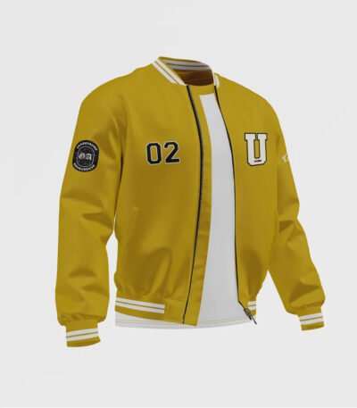 Men's Yellow Satin Bomber Jacket