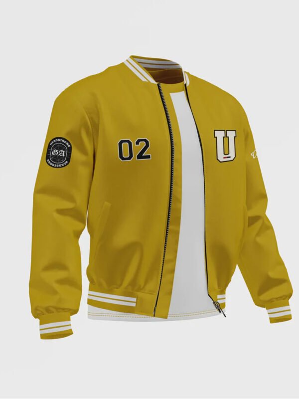 Men's Yellow Satin Bomber Jacket