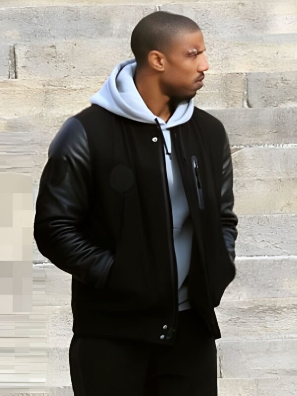 Michael B Jordan Creed Bomber Stylish Jacket With Cowhide Leather Sleeves