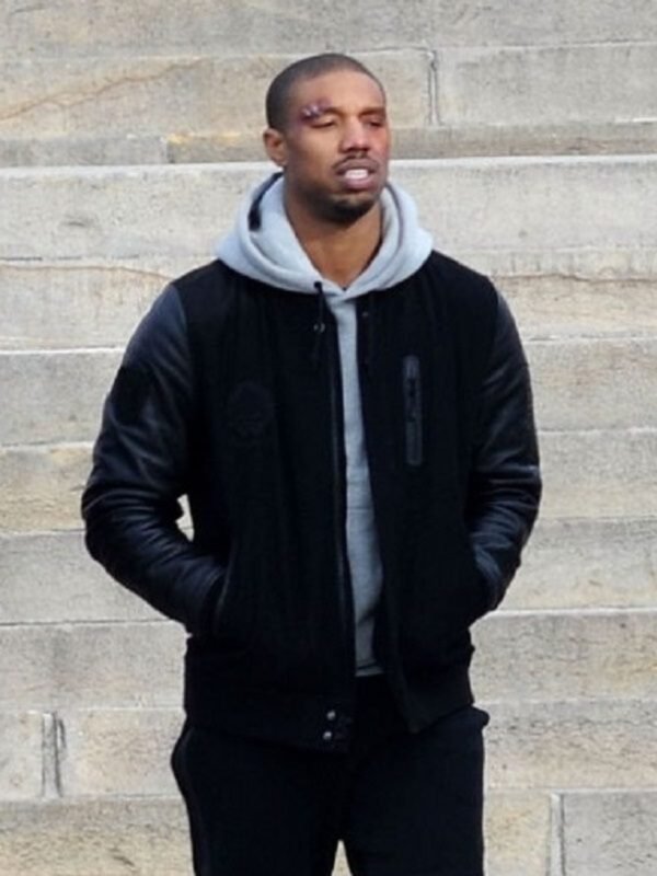 Michael B Jordan Creed Bomber Stylish Jacket With Cowhide Leather Sleeves