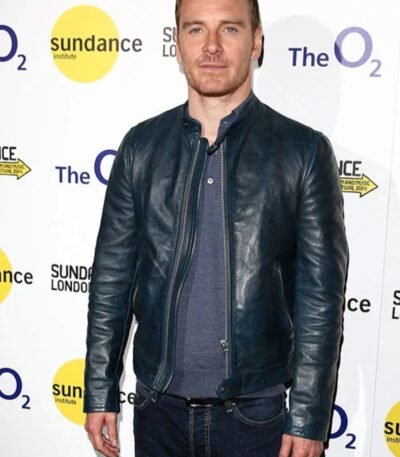 Michael Fassbender Leather Jacket Navy Blue Leather Jacket
