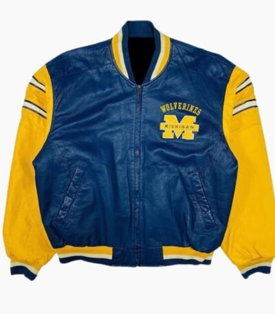 Michigan Wolverines Blue And Yellow Leather Jacket