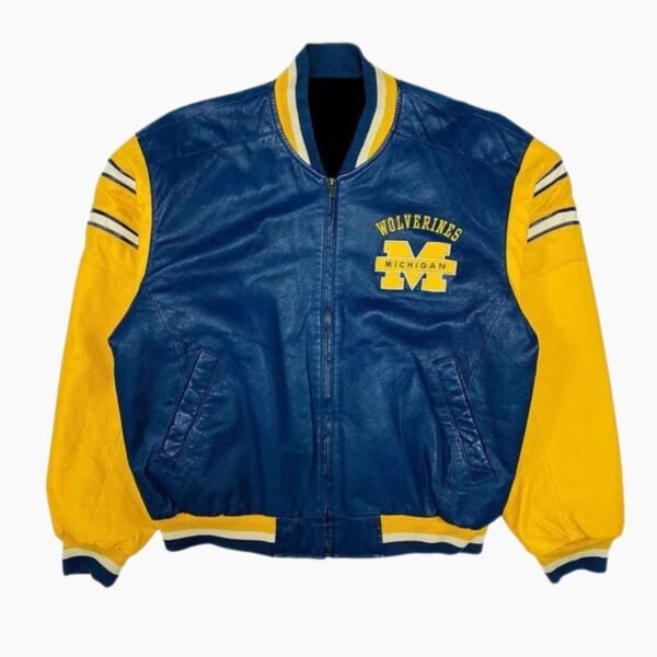 Michigan Wolverines Blue And Yellow Leather Jacket
