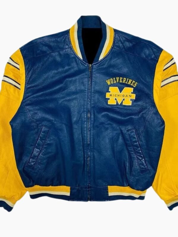 Michigan Wolverines Blue And Yellow Leather Jacket