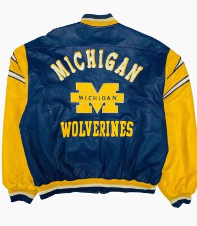 Michigan Wolverines Blue And Yellow Leather Jacket