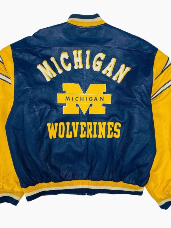 Michigan Wolverines Blue And Yellow Leather Jacket