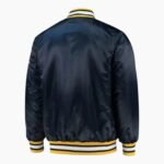 Michigan Wolverines Navy Snap Satin Jacket