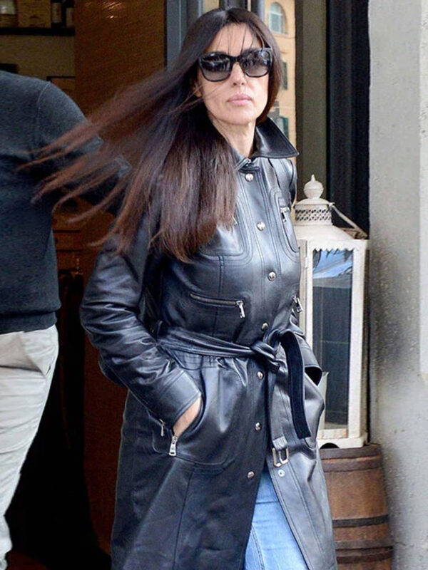 Monica Bellucci Leather Trench Coat