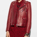 Motorcycle Cardinal Red Leather Jacket