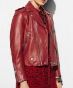 Motorcycle Cardinal Red Leather Jacket