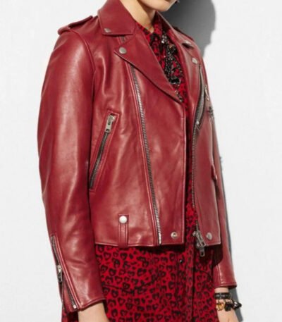 Motorcycle Cardinal Red Leather Jacket