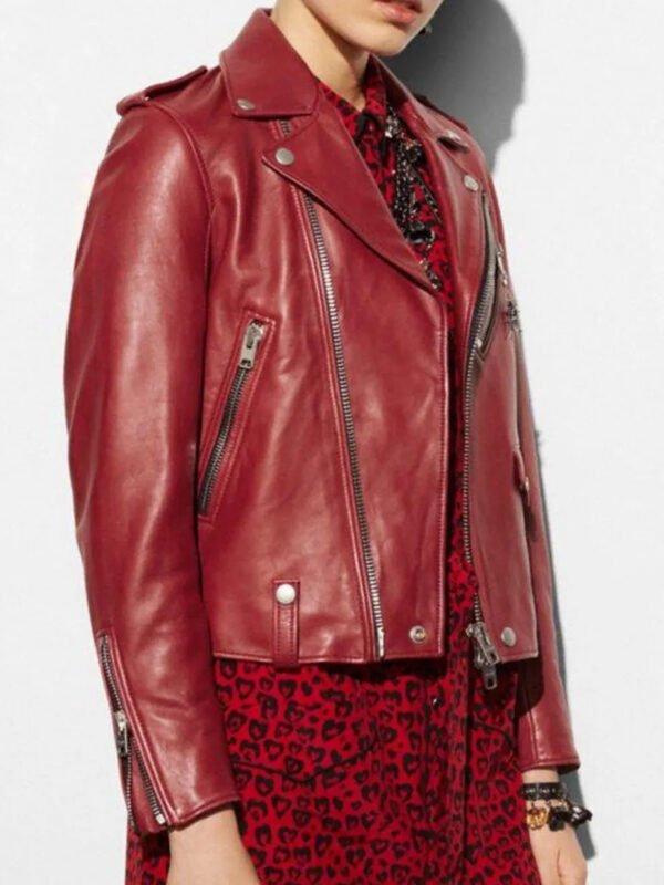 Motorcycle Cardinal Red Leather Jacket