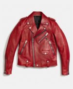 Motorcycle Cardinal Red Leather Jacket