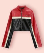 Multi Color Biker Style Crop Real Leather Jacket Women