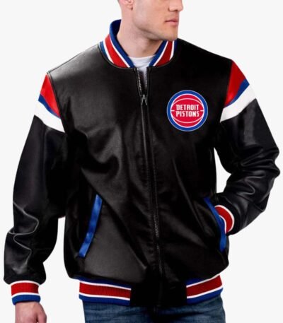 NBA Detroit Pistons Varsity Leather Jacket