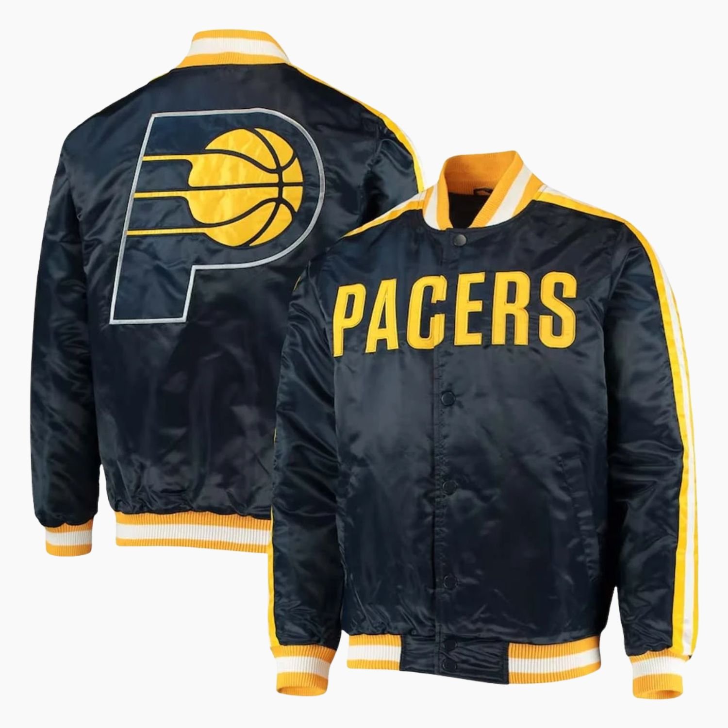NBA Indiana Pacers The Offensive Varsity Satin Full Snap Jacket NBA Indiana Pacers The Offensive Varsity Satin Full Snap Jacket