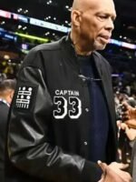 NBA Kareem Abdul Jabbar Captain 33 Letterman Leather Jacket