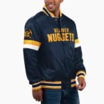 NBA Men's Denver Nuggets Navy Home Game Satin Full Snap Varsity Jacket