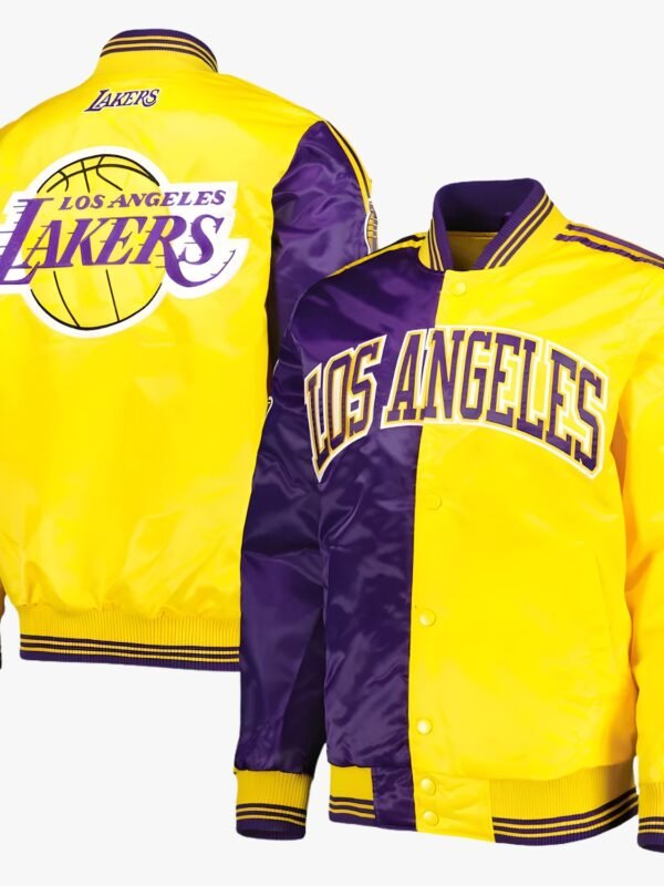 NBA Men's Los Angeles Lakers Purple Gold Fast Break Satin Full Snap Jacket