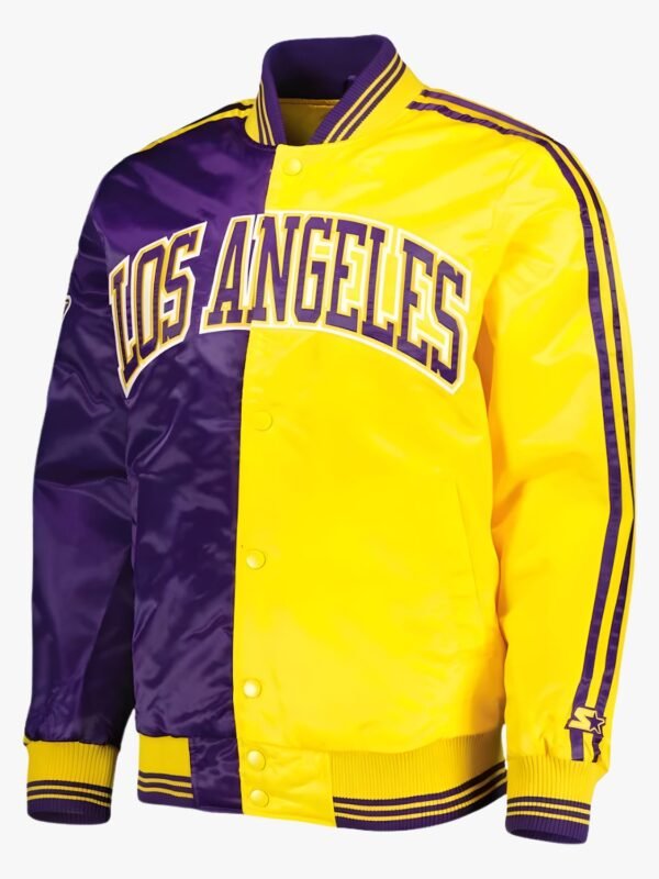 NBA Men's Los Angeles Lakers Purple Gold Fast Break Satin Full Snap Jacket