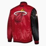 NBA Men's Miami Heat Black Red Fast Break Satin Full Snap Jacket