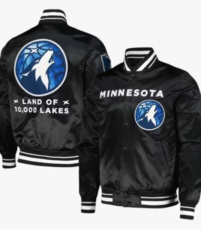 NBA Men's Minnesota Timberwolves Black City Edition Satin Jacket