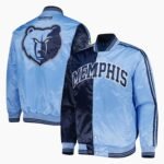 NBA Men's Navy Light Blue Memphis Grizzlies Fast Break Satin Full Snap Jacket
