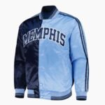 NBA Men's Navy Light Blue Memphis Grizzlies Fast Break Satin Full Snap Jacket