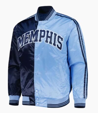 NBA Men's Navy Light Blue Memphis Grizzlies Fast Break Satin Full Snap Jacket