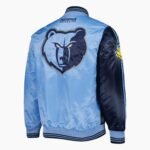 NBA Men's Navy Light Blue Memphis Grizzlies Fast Break Satin Full Snap Jacket