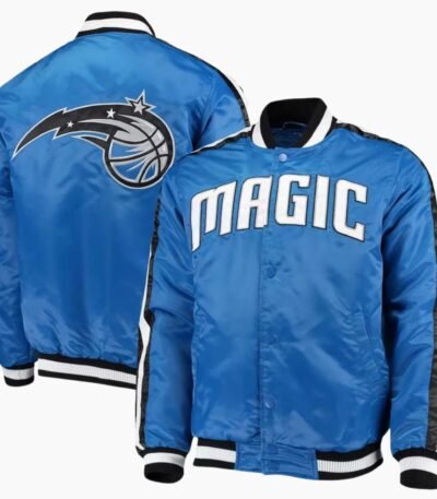 NBA Men's Orlando Magic Blue The Offensive Varsity Satin Full Snap Jacket
