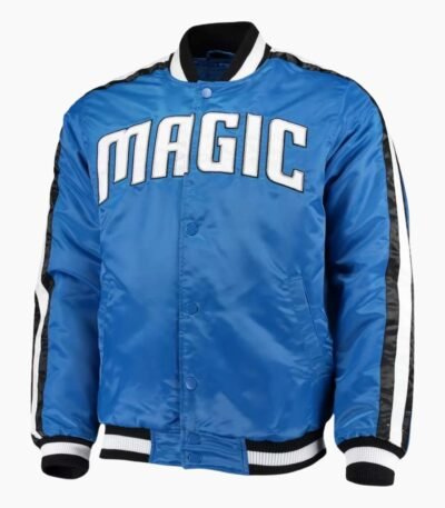 NBA Men's Orlando Magic Blue The Offensive Varsity Satin Full Snap Jacket