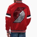NBA Men's Portland Trail Blazers Red Home Game Satin Full Snap Varsity Jacket