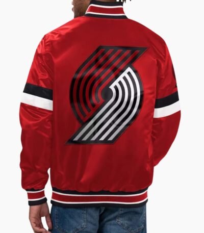 NBA Men's Portland Trail Blazers Red Home Game Satin Full Snap Varsity Jacket