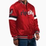 NBA Men's Portland Trail Blazers Red Home Game Satin Full Snap Varsity Jacket