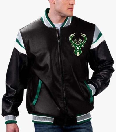 NBA Milwaukee Bucks Varsity Leather Jacket