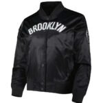 NBA Women's Black Brooklyn Nets Classics Satin Full-Snap Jacket