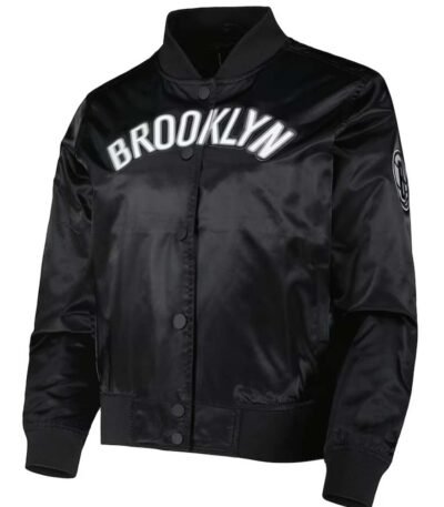 NBA Women's Black Brooklyn Nets Classics Satin Full-Snap Jacket