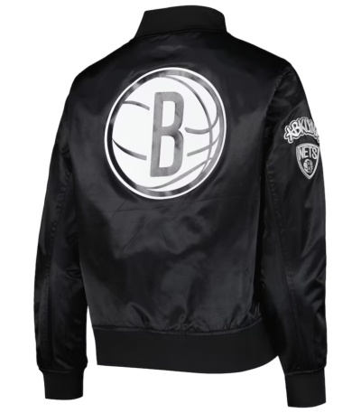 NBA Women's Black Brooklyn Nets Classics Satin Full-Snap Jacket