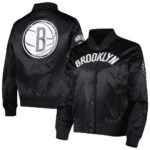 NBA Women's Black Brooklyn Nets Classics Satin Full-Snap Jacket