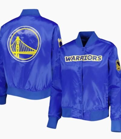 NBA Women's Golden State Warriors Royal Classics Satin Full Snap Jacket