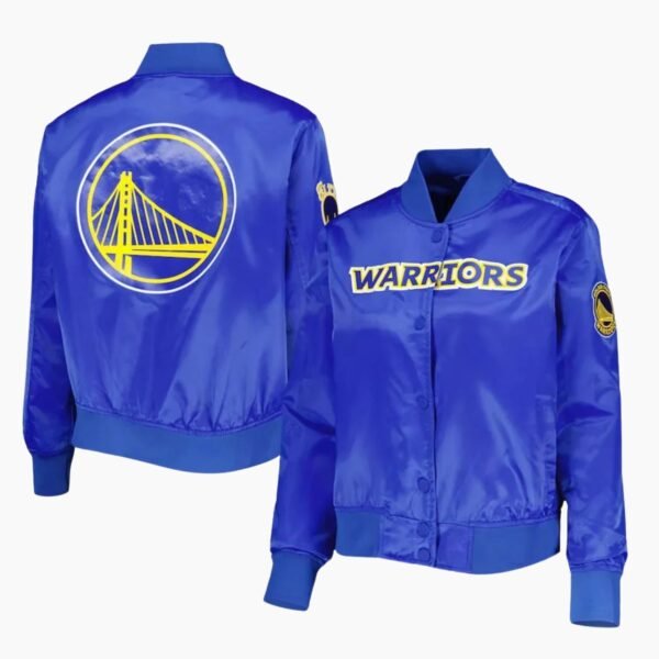 NBA Women's Golden State Warriors Royal Classics Satin Full Snap Jacket