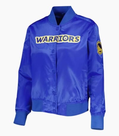 NBA Women's Golden State Warriors Royal Classics Satin Full Snap Jacket